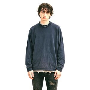 Vintage Nike Shirt Size Large Mockneck Tee Embroidered Logo Navy Blue Fade 90s